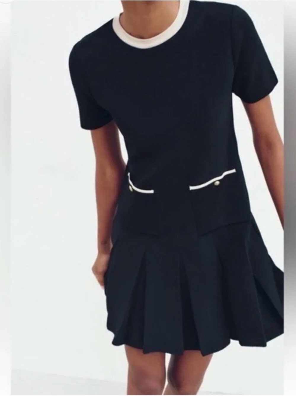 ZARA PLEATED SHORT KNIT DRESS  Size S